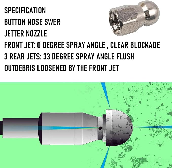 Hourleey Sewer Jetter Kit for Pressure Washer 200FT, 4000 PSI Drain Cleaner - Image 2