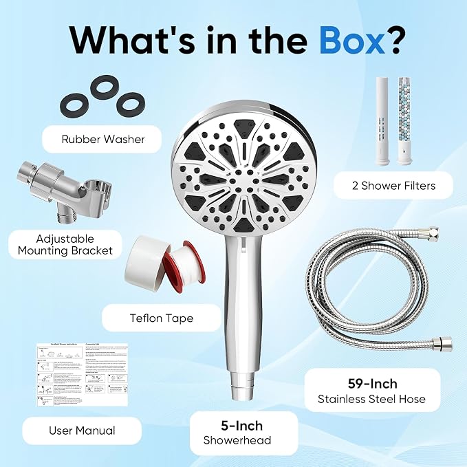 High Pressure Handheld Shower Head, Hard Water Filter, Detachable Sprayer - Image 6