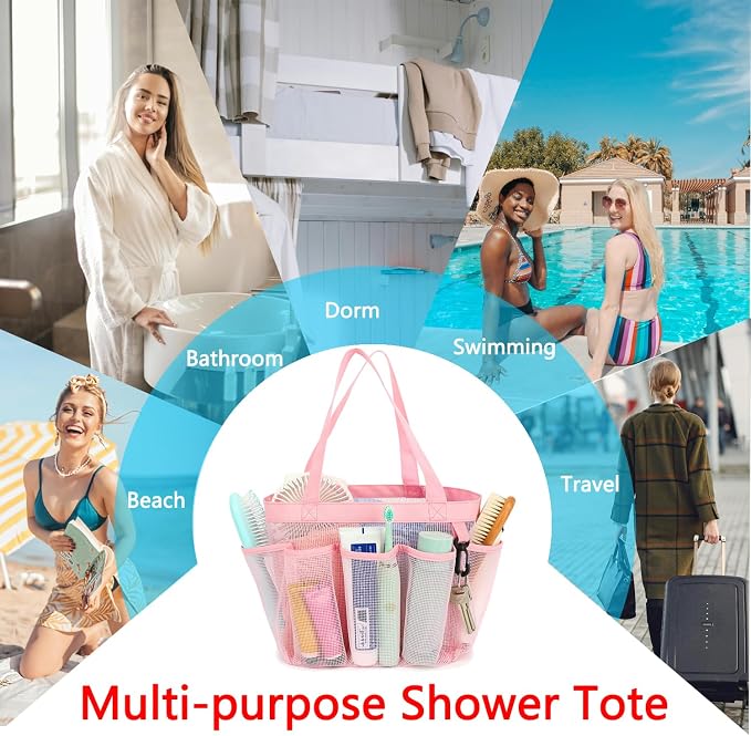 Mesh Shower Caddy Portable for College Dorm Room Essentials, 8-Pocket Large - Image 8