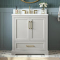 30 Inch Bathroom Vanity with Sink Combo, Solid Wood Frame with Mable Top by DELUXELIVING