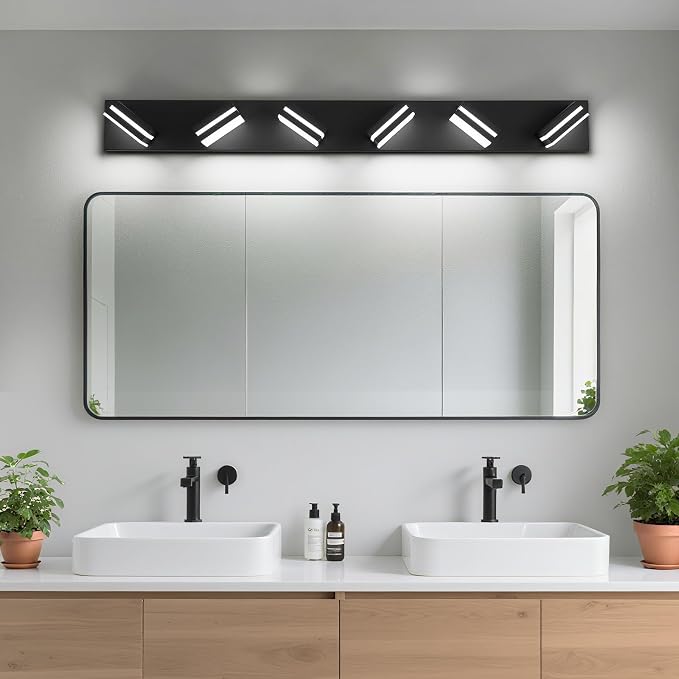 Modern LED Bathroom Lights Fixtures, Metal Black Acrylic Wall Lighting - Image 6