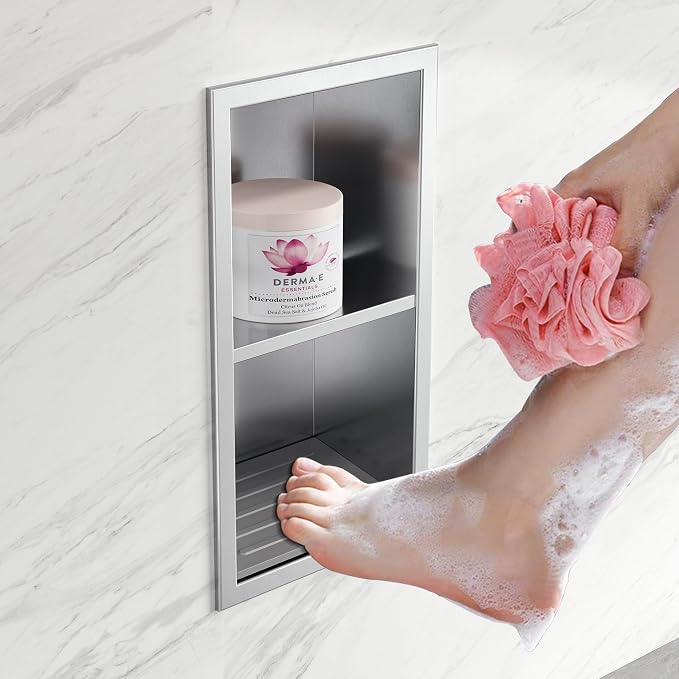 Shower Foot Rest for Shaving Legs, 304 Stainless Steel Footrest Niche by Qeke