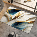 Bath Mat Rug, Abstract Blue and gold marble Non Slip Quick Dry Super Absorbent by ZHUZHISHAN