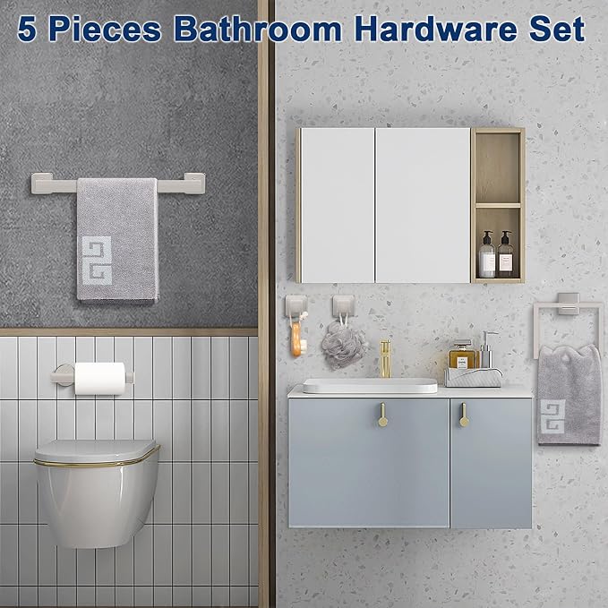 NearMoon 5 Pieces Bathroom Hardware Set 304 Stainless Steel - Image 3