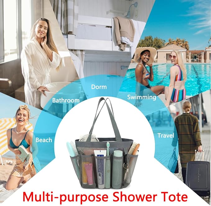 Mesh Shower Caddy Portable for College Dorm Room Essentials, 8-Pocket Large - Image 8