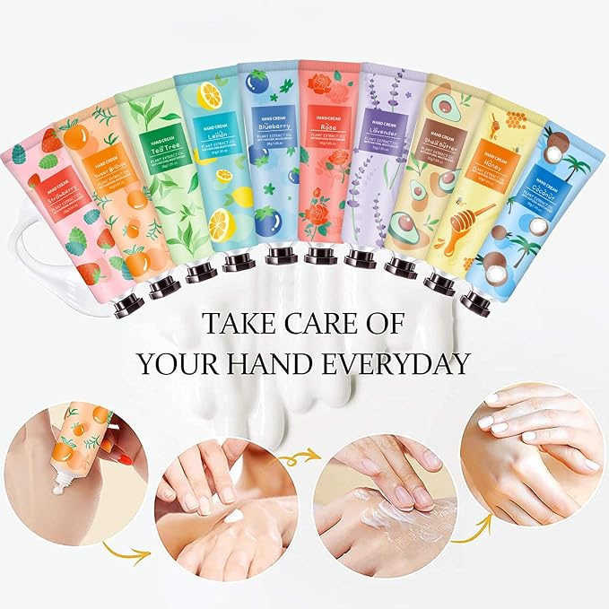 10 Pack Hand Cream for Dry Cracked Hands, Stocking Stuffers for Teen Girls - Image 7