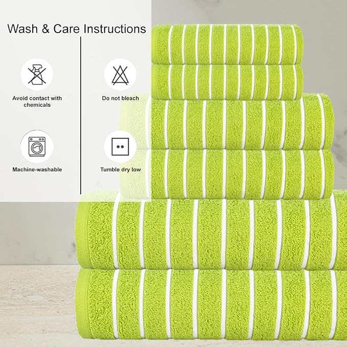 CASA COPENHAGEN Ecstatic 6 Pieces Towel Set- Lime Green, 600 GSM 2 Bath Towel 2 - Image 2