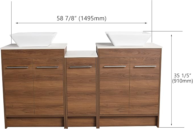 60 Inch Bathroom Vanity with Sink, Mordern Bathroom Vanity, Single Sink - Image 2