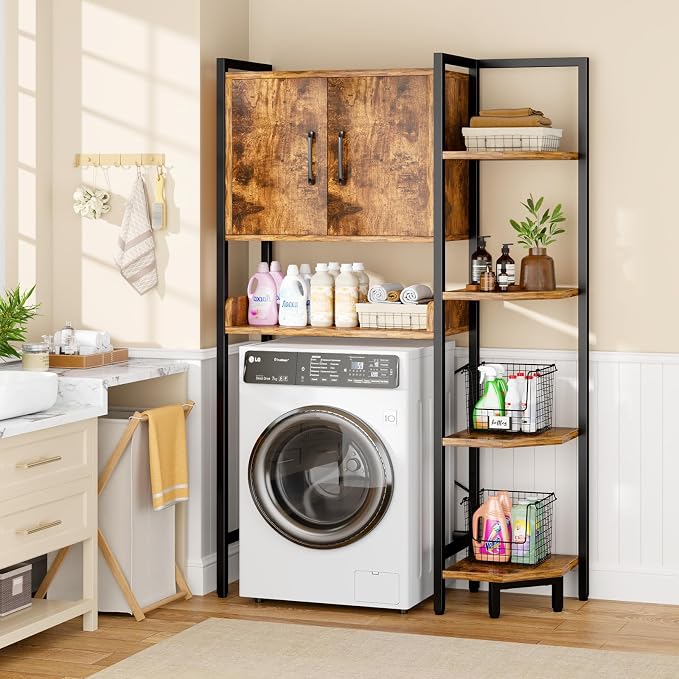 K2 Heavy Duty 7-Tier Over The Toilet Storage Cabinet（With Magnetic Doors & - Image 2