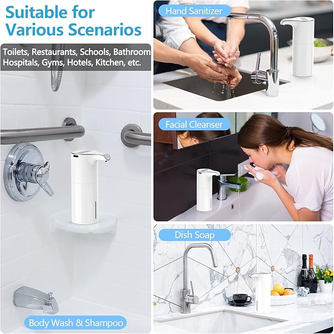 YIKHOM Automatic Liquid Soap Dispenser, 15.37 oz/450mL Soap Dispenser, - Image 6