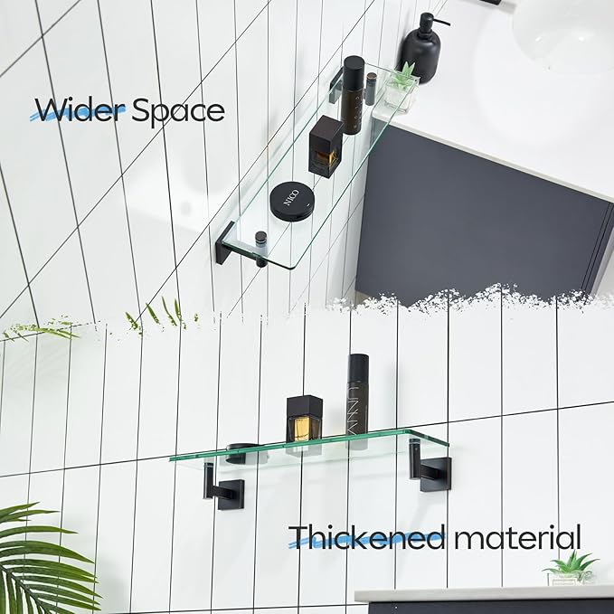 KOKOSIRI Wall Shelves Bathroom Hardware Tempered Glass Floating Shelf Hanging - Image 4