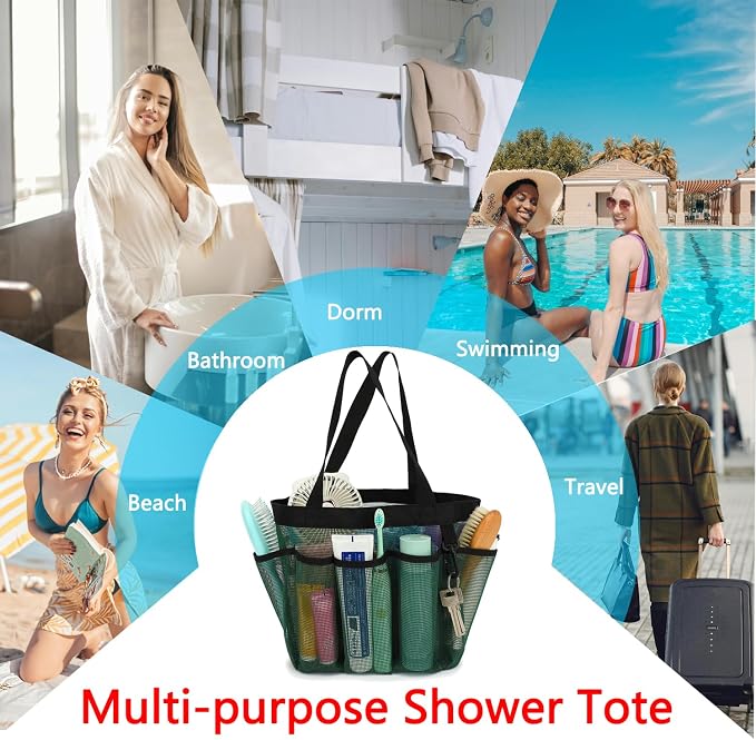Mesh Shower Caddy Portable for College Dorm Room Essentials, 8-Pocket Large - Image 8