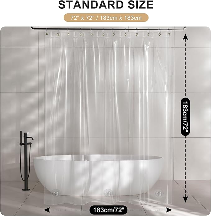 AmazerBath Shower Curtain Liner, 100% EVA Silky Soft Clear Heavy Duty Shower - Image 7