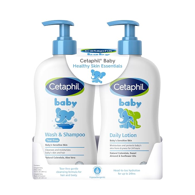 Cetaphil Baby Wash & Shampoo Plus Body Lotion, Healthy Skin Essentials by Cetaphil