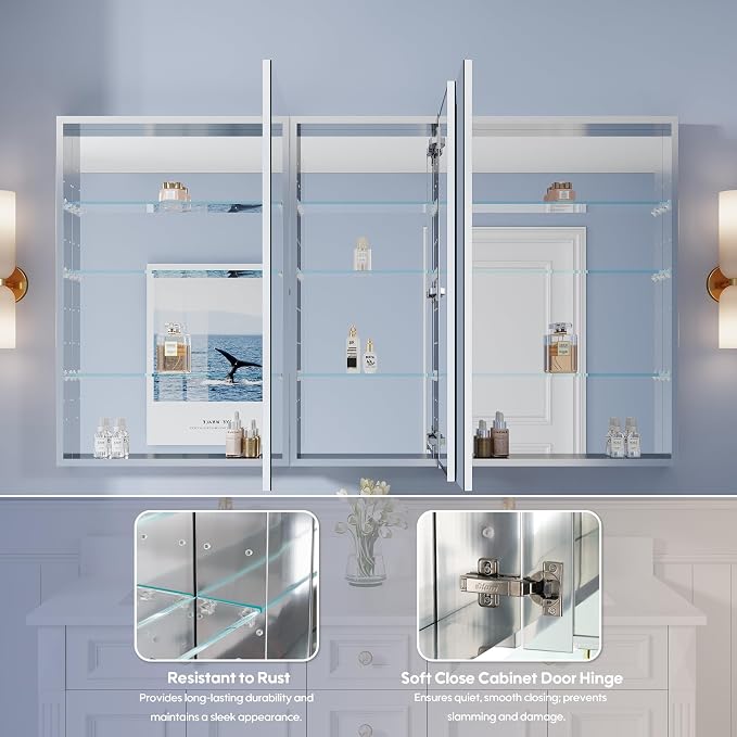 WELLFOR 64" x 36" Bathroom Medicine Cabinet - Image 4
