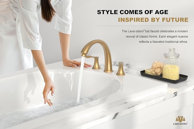 Lava Odoro 2-Handle Widespread Roman Tub Faucet, Bronze Gold Tub Faucet - Image 2