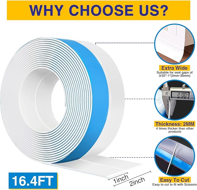 Weather Stripping 16.4FT x 2in Under Door Draft Blocker Silicone Seal Strip - Image 3