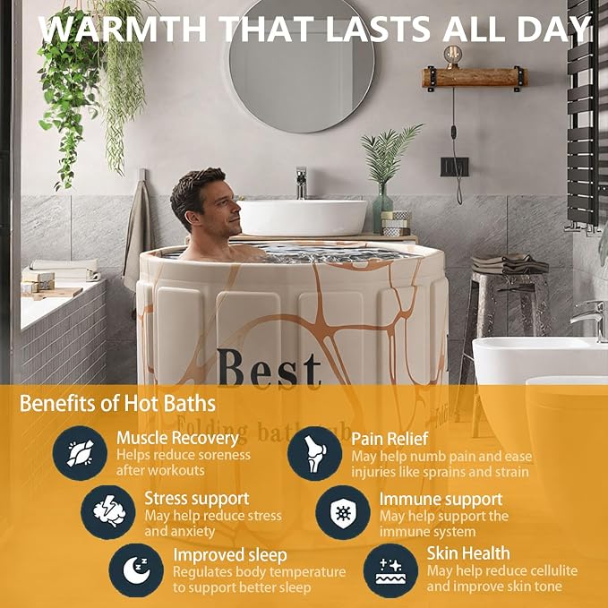 Portable Bath Tub for Adult, Foldable Soaking Bathtub for Hot SPA&Ice Bath - Image 2