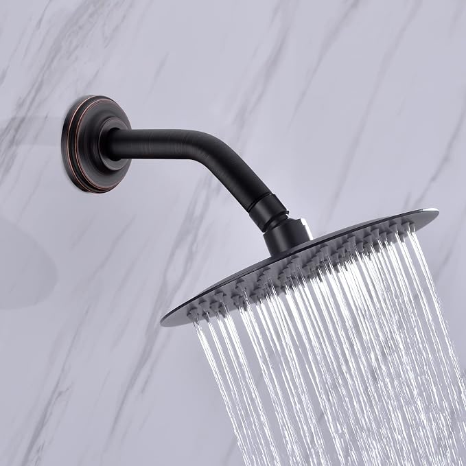 Angled Shower Arm with Flange ORB 6 Inch Stainless Steel Wall Mounted Extension - Image 2