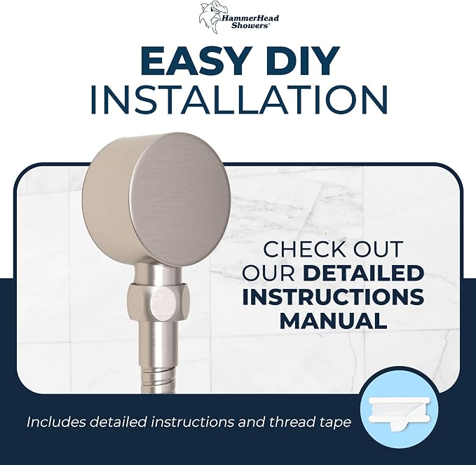 HammerHead Showers Solid Metal Drop Ell Wall Mount Elbow, 1/2" Shower Hose - Image 4