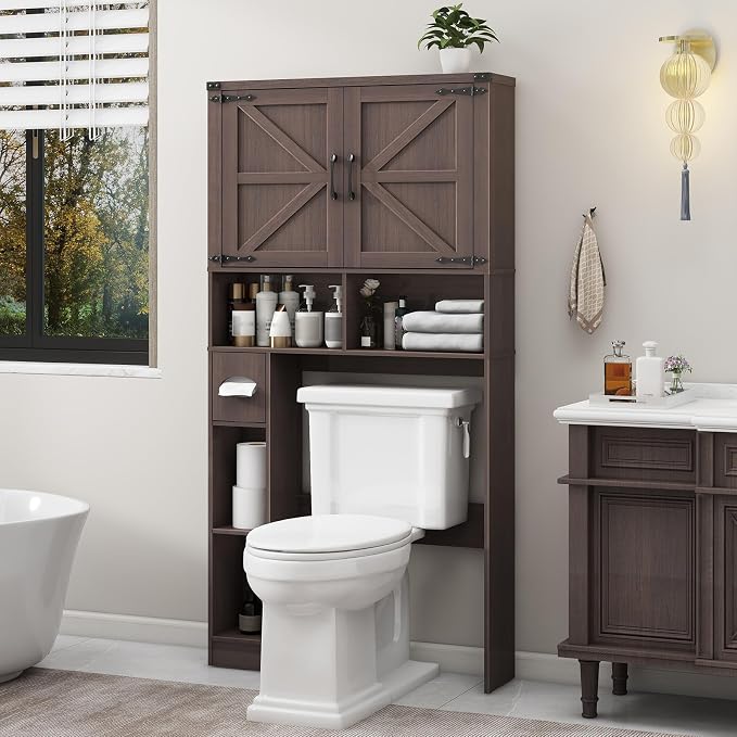 Vabches Over The Toilet Storage Cabinet, Farmhouse Storage Cabinet Over Toilet - Image 3