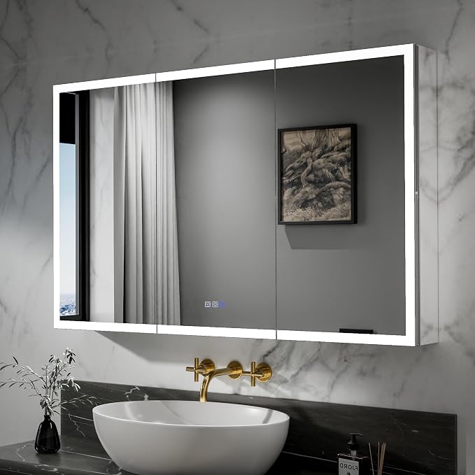 LED Medicine Cabinet Mirror for Bathroom, 48x30 Medicine Cabinet by YUGAHompack