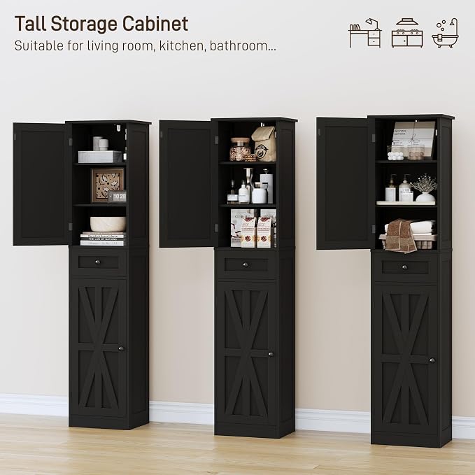 67" H Tall Bathroom Cabinet, Narrow Storage Cabinet - Image 7
