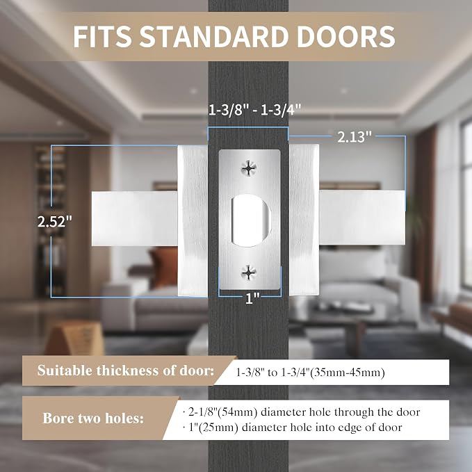 Square Passage Door Lever, Heavy Duty Interior Door Handles - Image 4