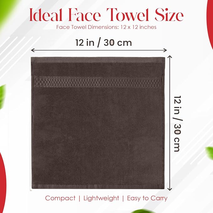 RIVERSIDE 12 Pack Premium 100% Cotton Face Washcloths, 550 GSM, 12 x 12 Inches - Image 3