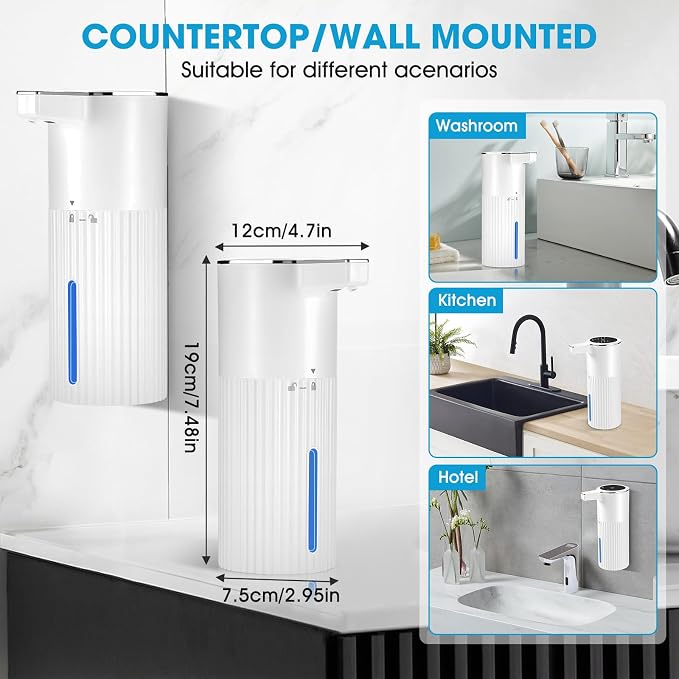 2 Pack Touchless Automatic Liquid Soap Dispenser, 13.5oz Smart Sensor Hand Wash - Image 6
