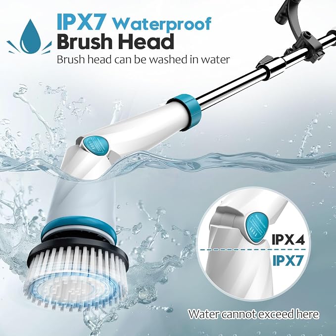 1500RPM Electric Spin Scrubber, 8 Brush Heads Electric Scrubber - Image 7