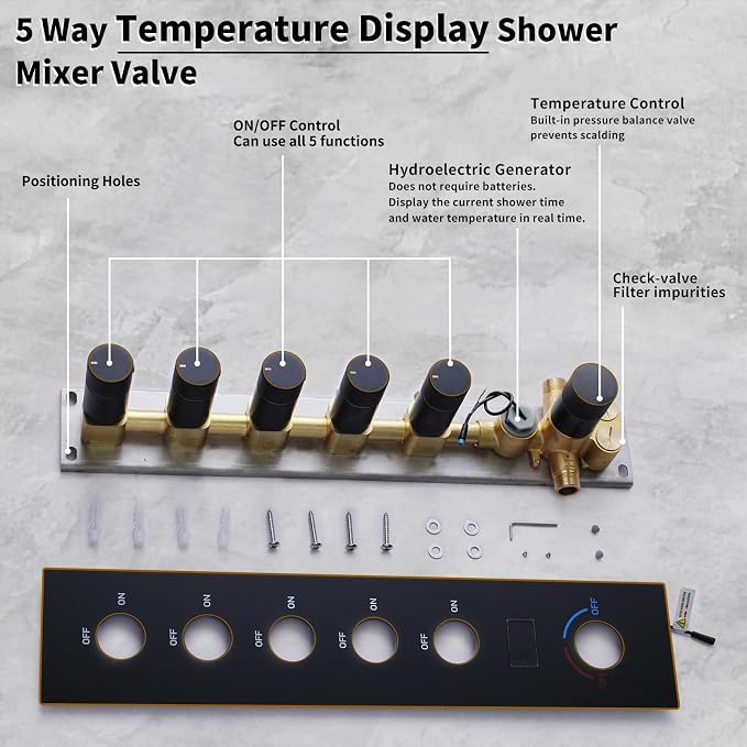 12"+8"+8" Triple Shower Heads Shower System Oil Rubbed Bronze Body Jets Shower - Image 8