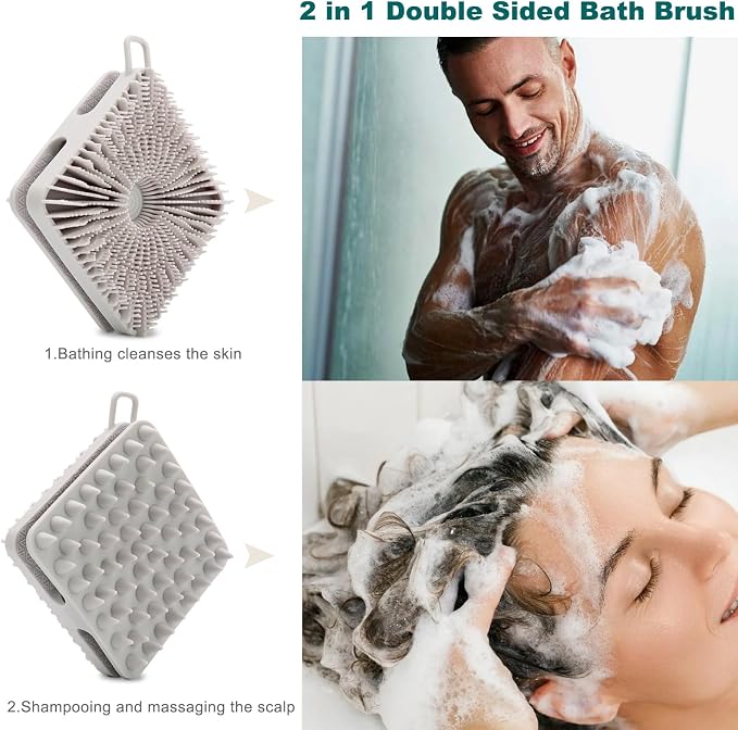 Silicone Body Scrubber, Silicone Loofah Double-Sided Body Brush, Silicone - Image 3