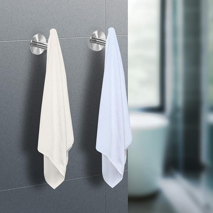 Vuzvuv Adhesive Brushed Nickel SUS304 Stainless Steel Towel Hooks – Heavy Duty - Image 3