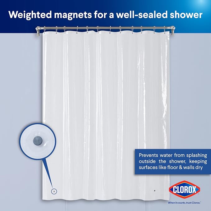 Clorox Shower Curtain Liner, Premium Heavyweight Durable Waterproof 8g PEVA - Image 8