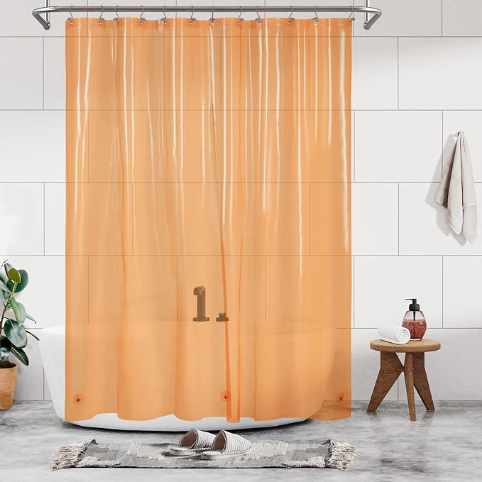 Barossa Design Clear Orange Long Shower Curtain Liner 78" Height by BarossaDesign