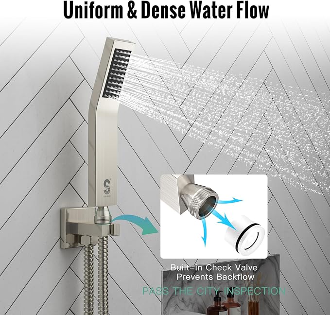 SR SUN RISE Brass 10 Inches Ceiling Mounted Shower System Brushed Nickel - Image 5