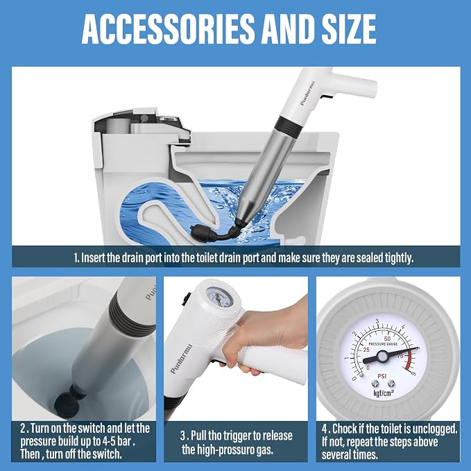 Electric Toilet Plunger, Unclog In One Shot, Remover - Image 7