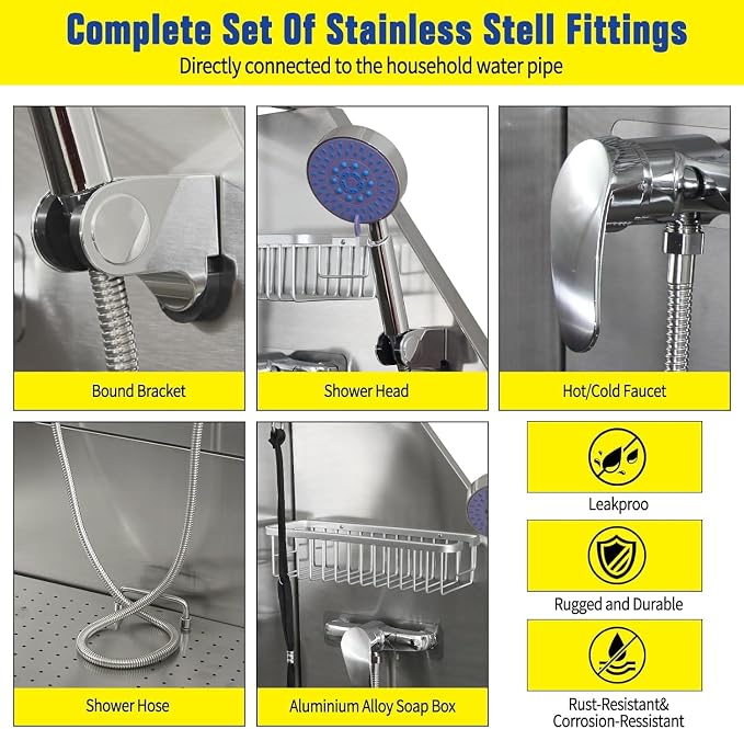 50" Stainless Steel Dog Washing Station, Pet Grooming Tub - Image 5