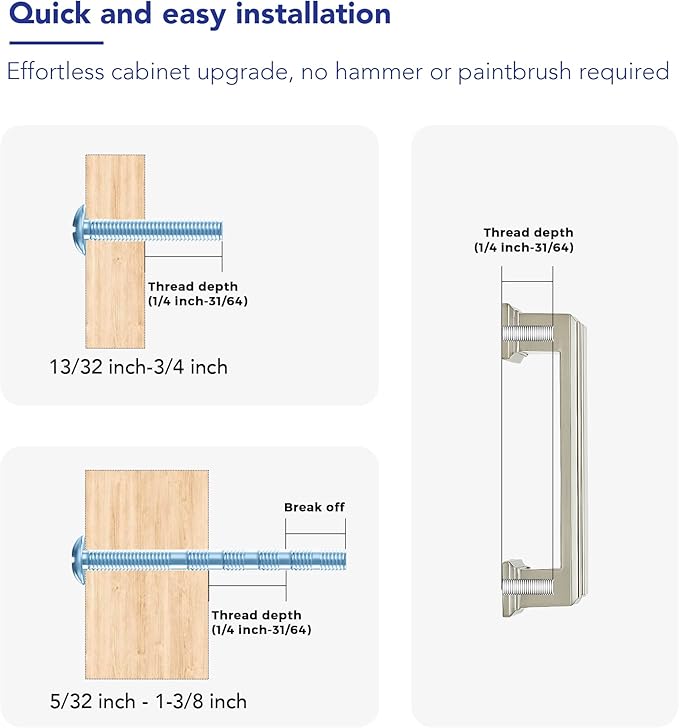 Ravinte Hardware 5 Pack Brushed Nickel Cabinet Pulls, 3 Inch Hole Center Zinc - Image 3