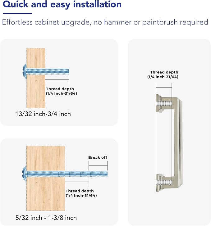 Ravinte Hardware 15 Pack Brushed Nickel Cabinet Pulls, 3 Inch Hole Center Zinc - Image 3