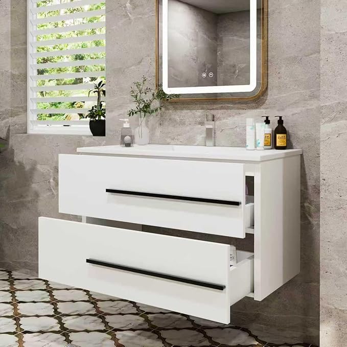 36 Inch Bathroom Vanity with Sink, Modern Floating Vanity Wall Mounted Bathroom - Image 4
