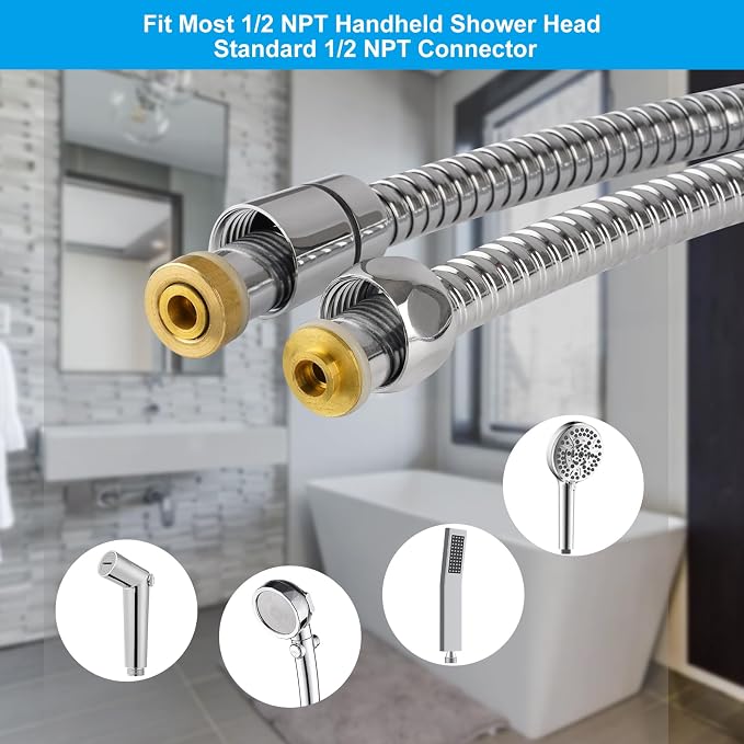 Hibbent All Metal Shower Hose, 119 Inch Stainless Steel Extra Long Shower Hose - Image 4