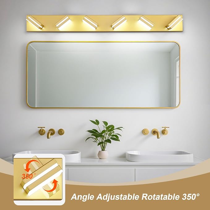 Modern LED Bathroom Lights Fixtures, Metal Gold Acrylic Wall Lighting, Vanity - Image 2