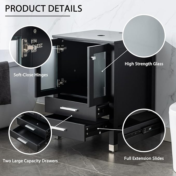 LUCKWIND 48" Bathroom Vanity Sink Combo, 24-inch Main Cabniet - Image 3
