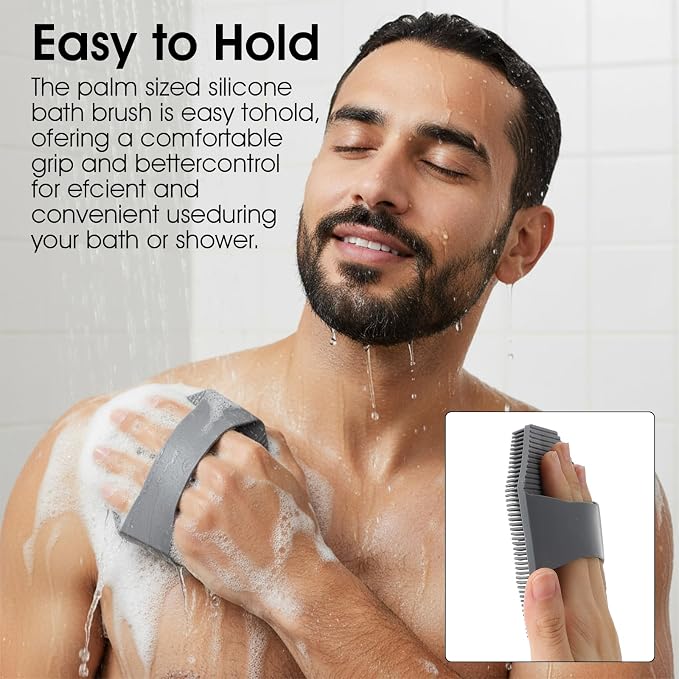 Ouligay 2 Pack Silicone Body Scrubber Exfoliator Shower Brush - Image 4