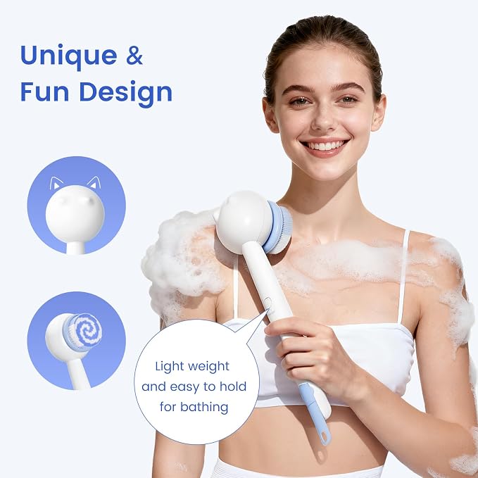 Electric Back Scrubber for Shower Body Brush, Waterproof Shower Body Scrubber - Image 7