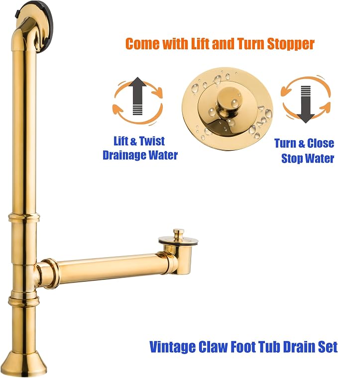 Artiwell Vintage Claw Foot Tub Drain Kit - Image 2