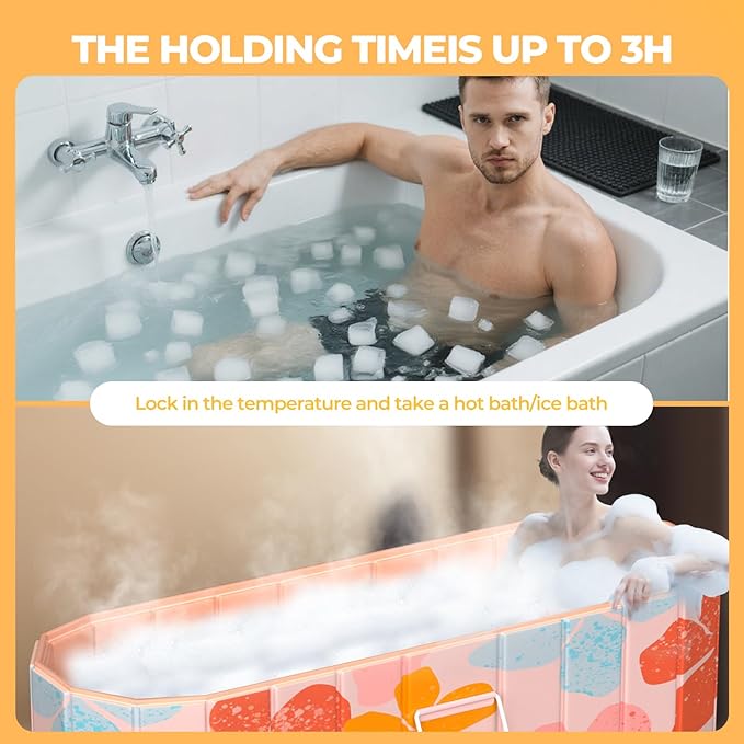 Portable Bathtub for Adults 59" Large Foldable No-Installation Soaking Tub for - Image 4