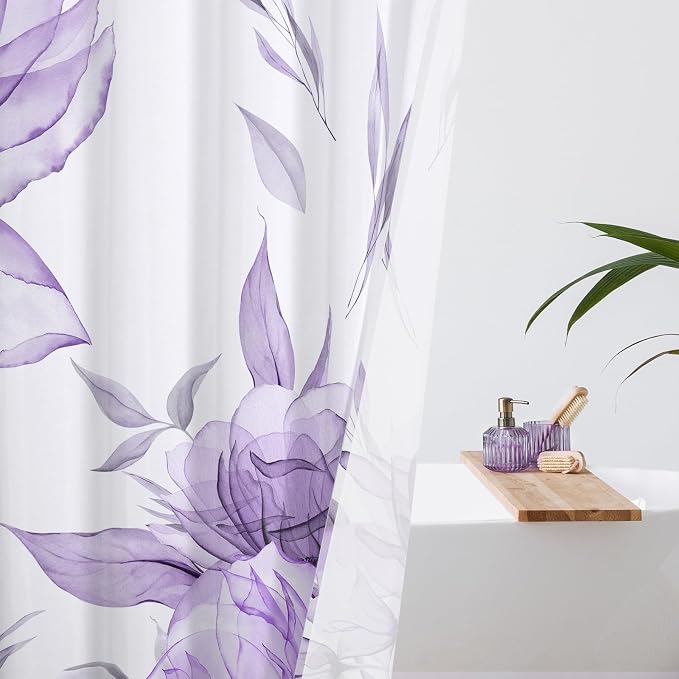 Long Boho Watercolor Floral Shower Curtain 72 x 78, Artistic 78 Inch Long - Image 3